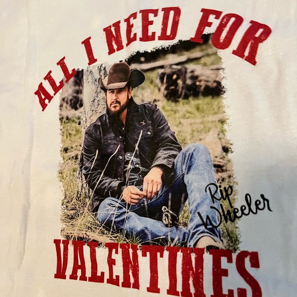 Valentine MEDIUM cream Tee with Red Graphic featuring “RIP”